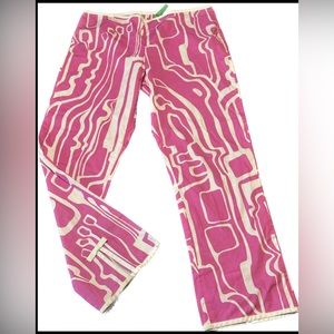 Tibi - Pink & White geometric ankle pants with bow size 2
